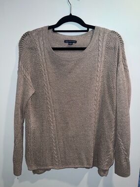 American Eagle Outfitters Taupe Knit Scoop Neck Sweater
